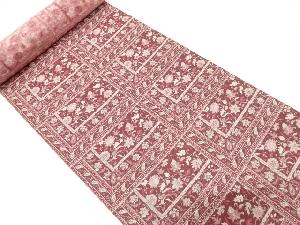 アンティーク　花更紗模様織り出し　八寸帯地反物